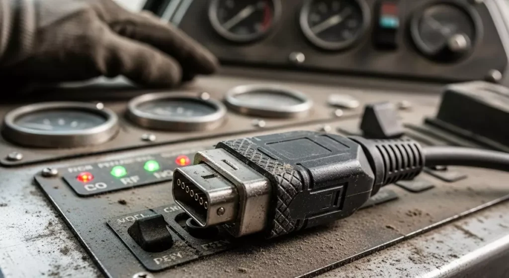 Podłączenie komputera diagnostycznego do ciężkiego sprzętu